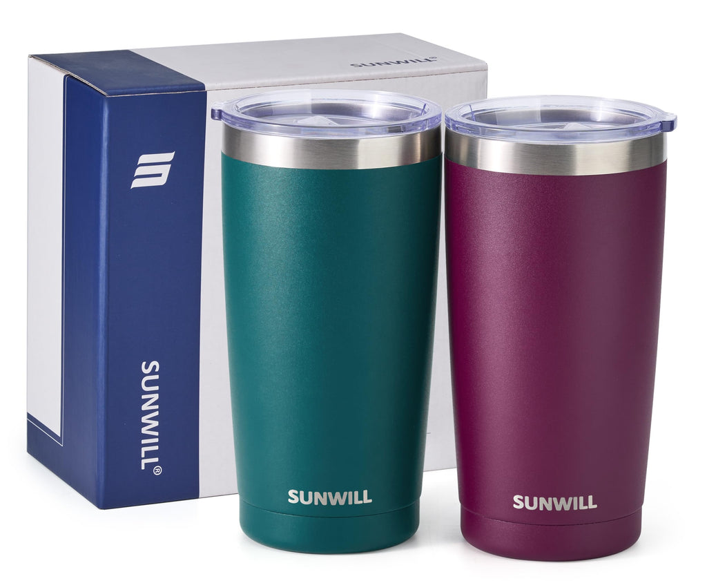 SUNWILL Travel Coffee Tumbler 20 oz, Insulated Mug with Lid, Stainless Steel Cup for Outdoor, Powder Coated Navy