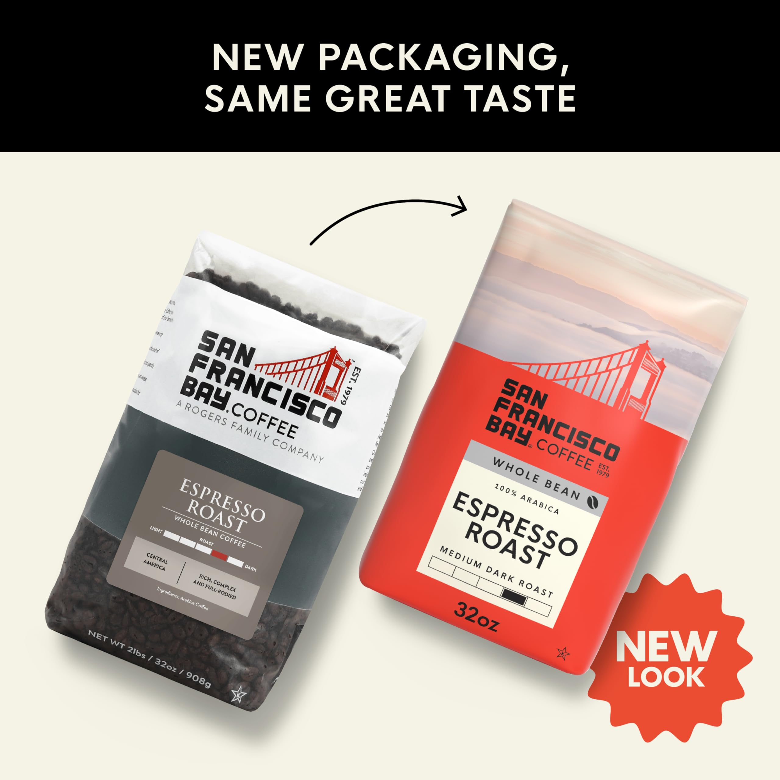 San Francisco Bay Coffee - Medium-Dark Roast Whole Bean Coffee - Fog Chaser (2 lb bag)