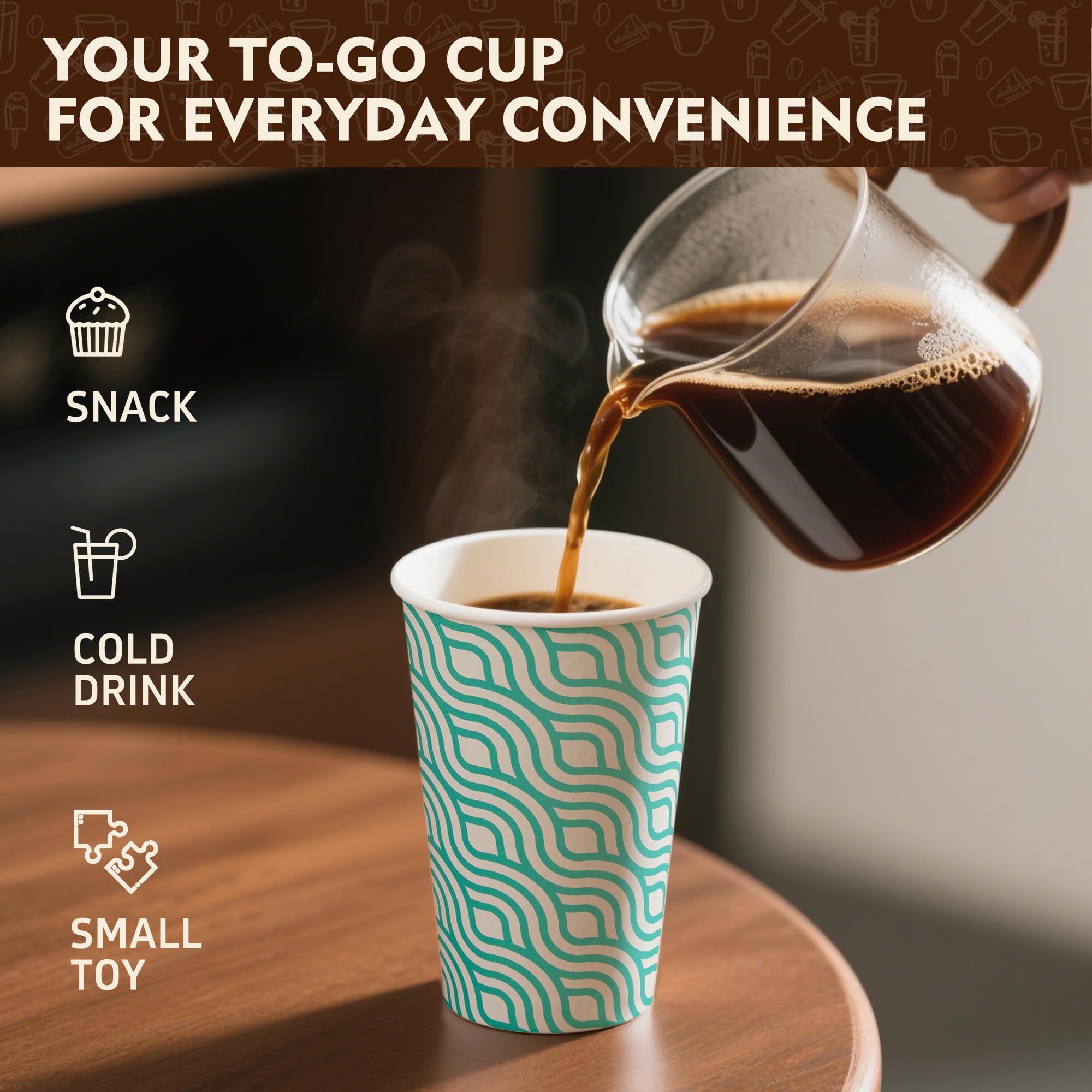 YEEHAW 100 Pack 16 oz Disposable Coffee Cups with Lids, Heat & Leak-proof Paper Cups, to Go Coffee Cups for Hot & Cold Beverage