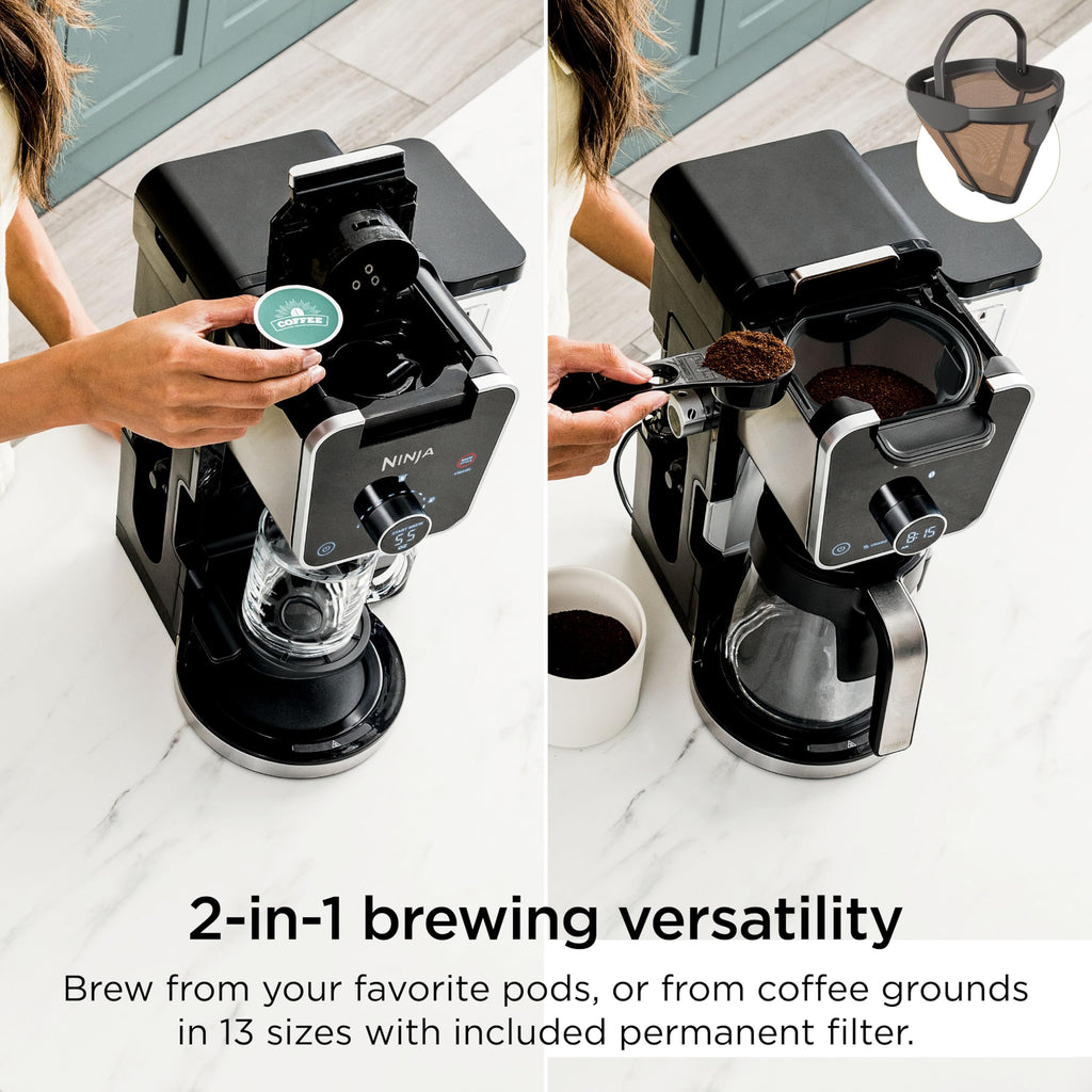 Ninja 12-Cup Programmable Coffee Brewer, 2 Brew Styles, Adjustable Warm Plate, 60oz Water Reservoir, Delay Brew - Black/Stainless Steel