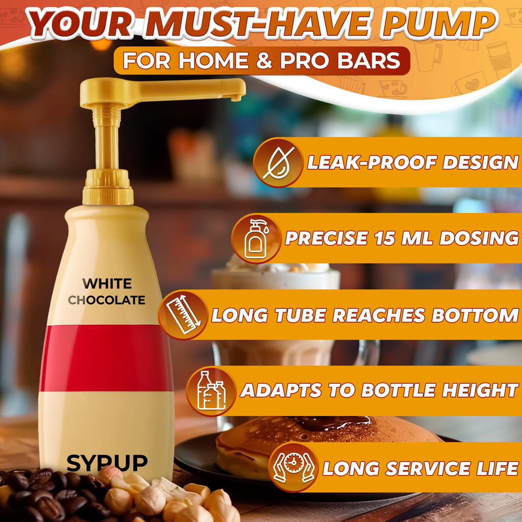 4 Pcs Coffee Syrup Pump Dispenser - Works as Skinny and Torani Syrup Pump - Fits Various 25.4 oz Bottles, Precise Dispensing 0.3oz & Lockable Design, Easy to Use & Clean, Ideal for Liquids