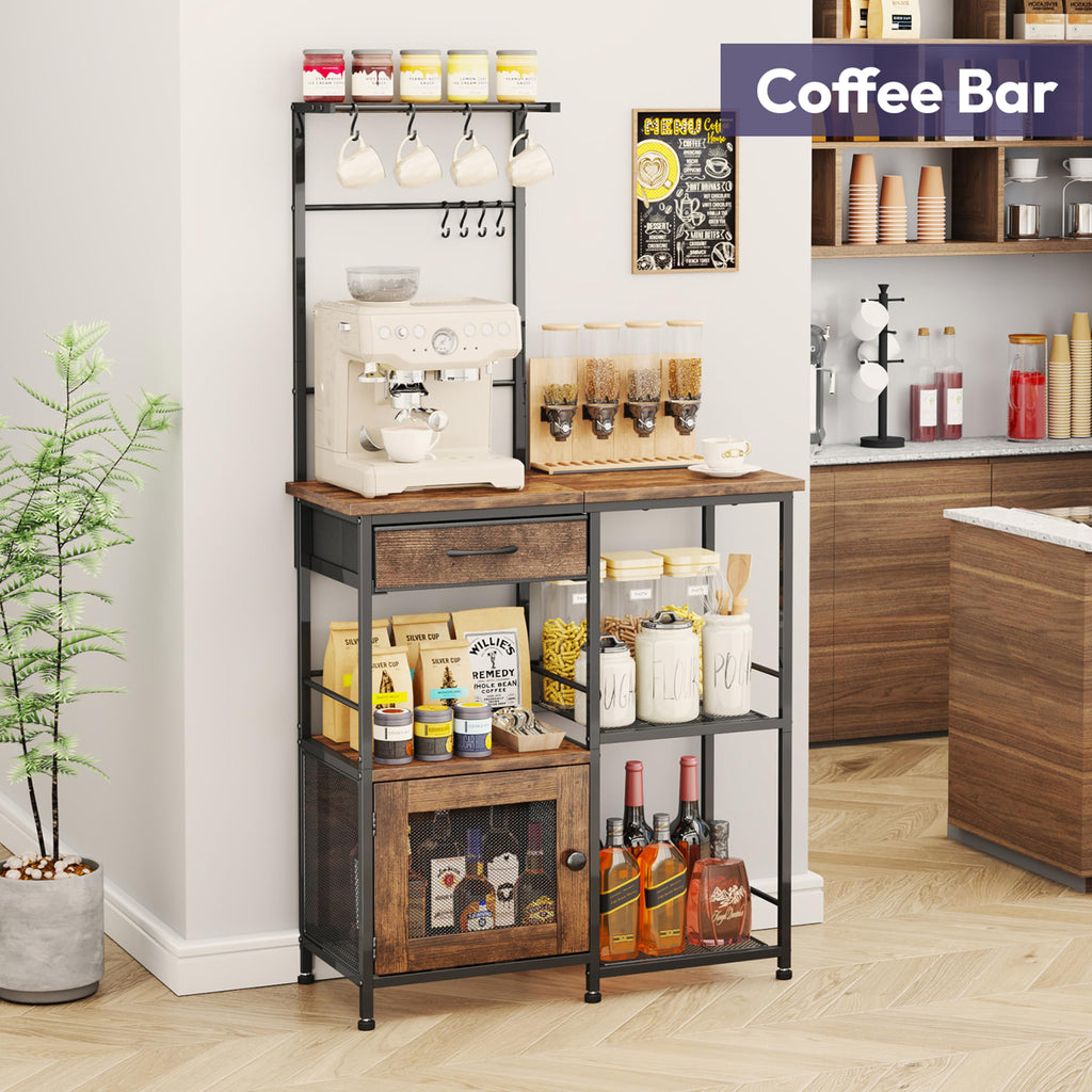 SWTYMIKI Coffee Bar Cabinet for Home - Farmhouse Coffee Stand Station Multi-Purpose Buffet Sideboard Cabinet with Drawers - Kitchen Bar Table for Living Room, Corner, Small Space, Espresso