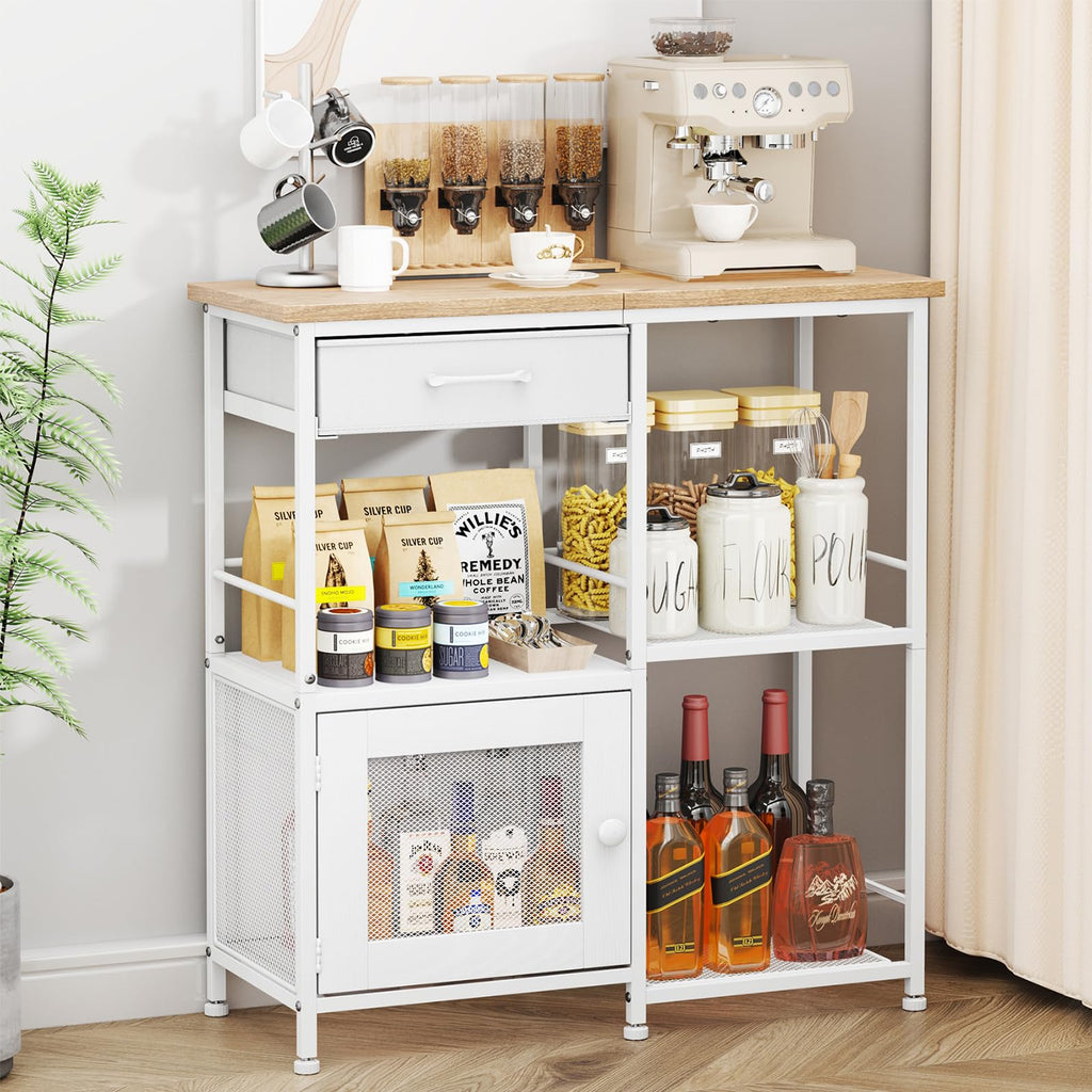 SWTYMIKI Coffee Bar Cabinet for Home - Farmhouse Coffee Stand Station Multi-Purpose Buffet Sideboard Cabinet with Drawers - Kitchen Bar Table for Living Room, Corner, Small Space, Espresso