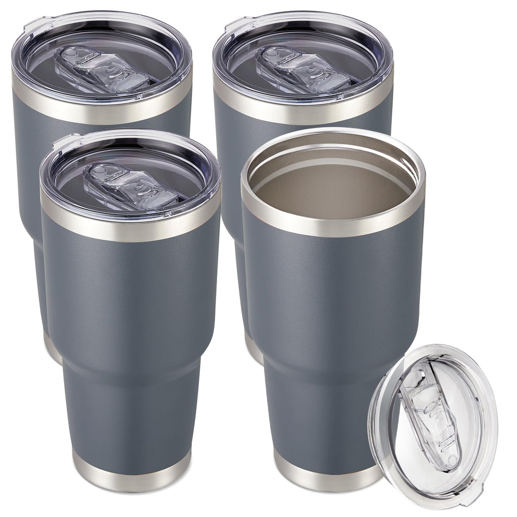 30 oz Tumbler with Lid Stainless Steel Tumblers Bulk Vacuum Insulated Cup Reusable Powder Coated Travel Mug Double Wall Leak Proof Cups Keep Cold Drinks for 12 Hours Black, Set of 8