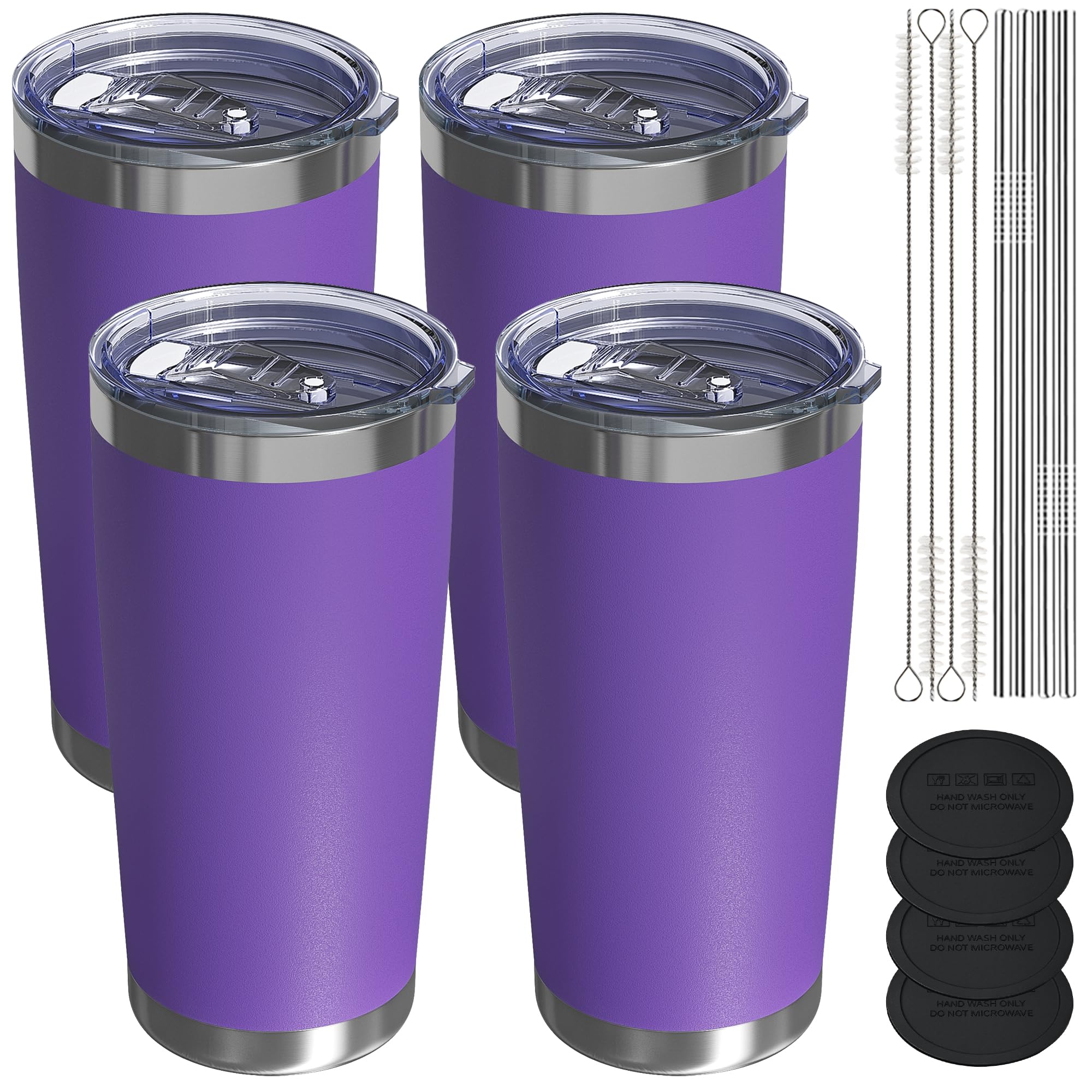 Travel Coffee Tumbler 20oz, Travel Coffee Mug with Dual Lids and Straw, Stainless Steel Double Wall Vacuum Insulated Tumbler for Hot/Iced Drinks (Textured Matte, Navy Blue)