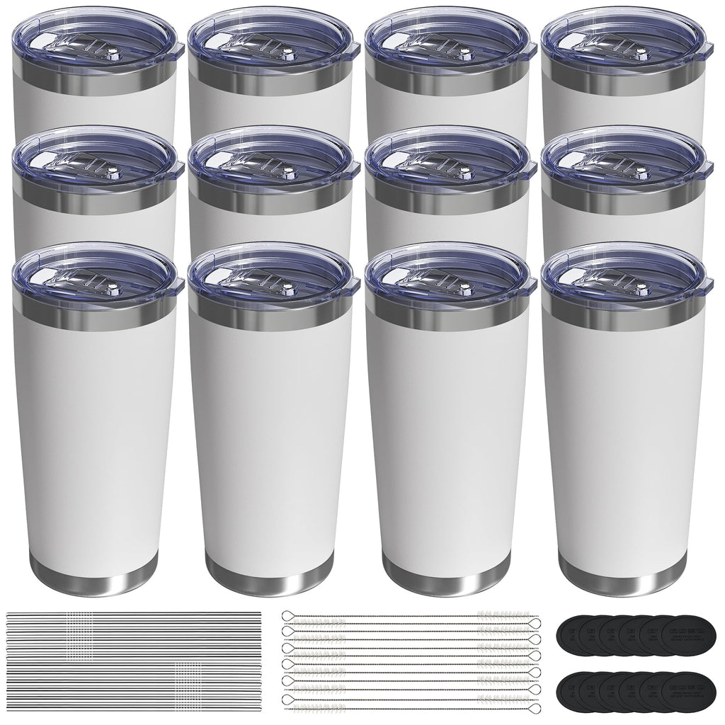 Travel Coffee Tumbler 20oz, Travel Coffee Mug with Dual Lids and Straw, Stainless Steel Double Wall Vacuum Insulated Tumbler for Hot/Iced Drinks (Textured Matte, Navy Blue)