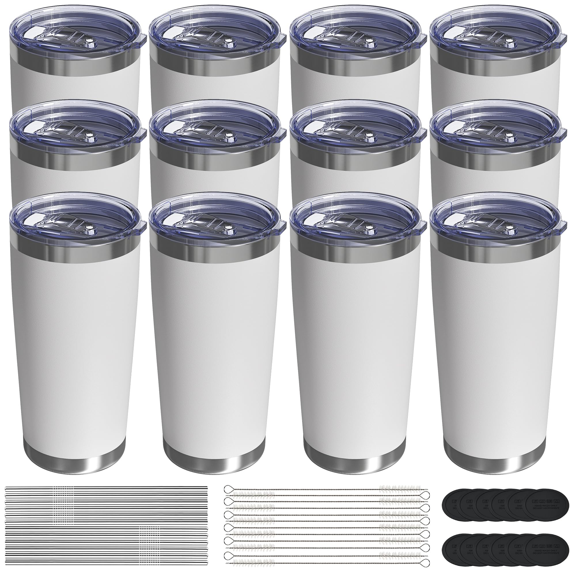 Travel Coffee Tumbler 20oz, Travel Coffee Mug with Dual Lids and Straw, Stainless Steel Double Wall Vacuum Insulated Tumbler for Hot/Iced Drinks (Textured Matte, Navy Blue)