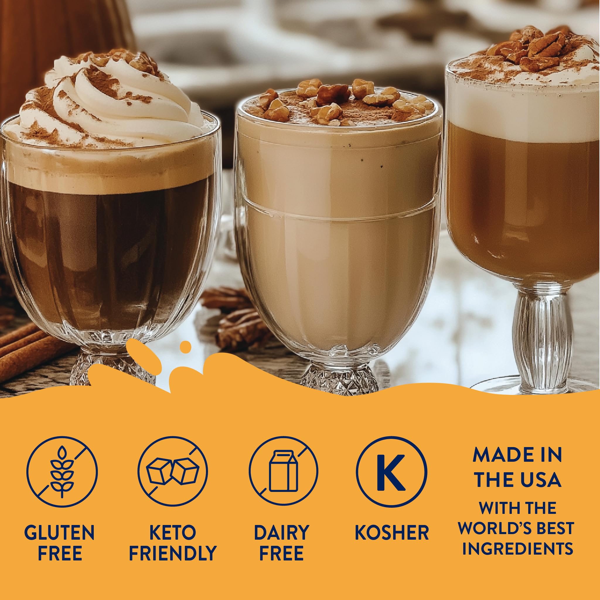 Jordan's Skinny Mixes Sugar Free Coffee Syrup, Holiday Fall Syrup Trio Coffee Flavoring Syrup, Zero Calorie Drink Mix for Lattes, Baking, Protein Shake, Dairy & Gluten Free, Kosher,12.7 Fl Oz, 3 Pack