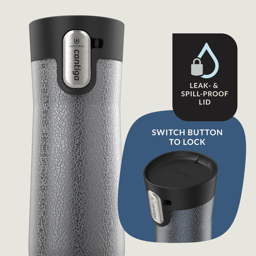 Contigo West Loop 2.0 Leak-Proof Spill-Proof Insulated Stainless Steel Travel Mug, 16oz., 2 Pack, Agave Metallic & Sake Metallic