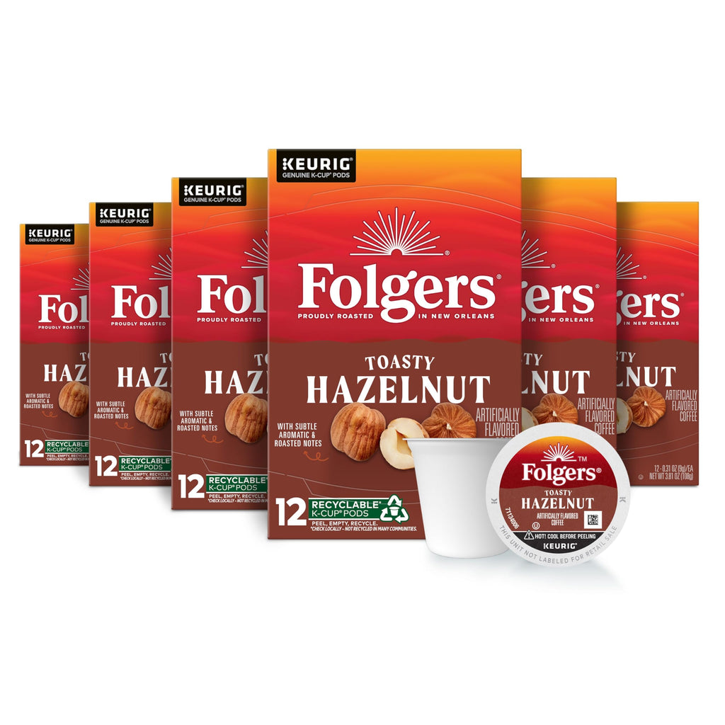Folgers French Vanilla Artificially Flavored Coffee, Keurig K-Cup pods, 10 Count Box (Pack of 6)