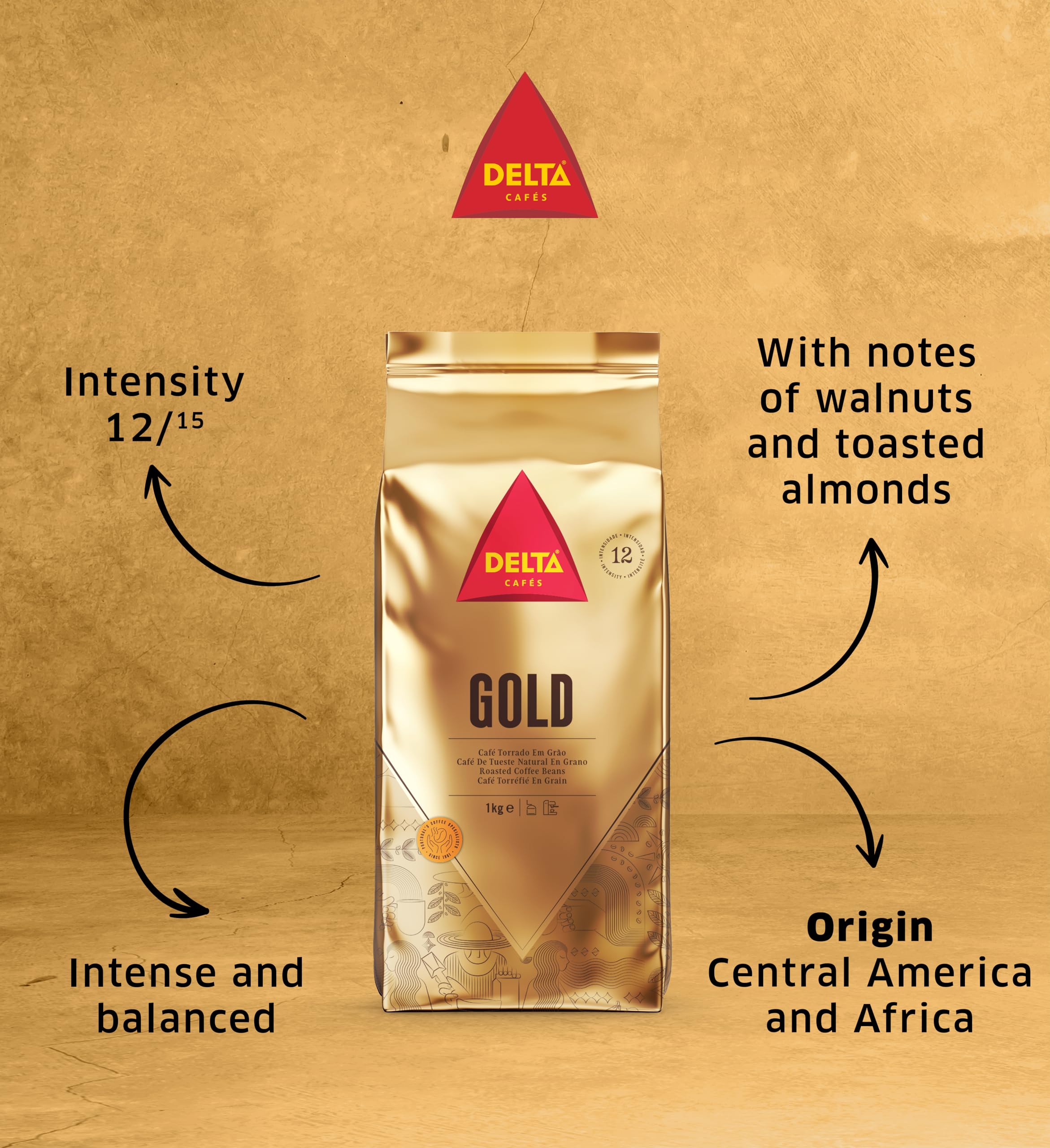 Delta Cafés Gold Whole Bean Coffee 35.2oz Medium Roast Coffee