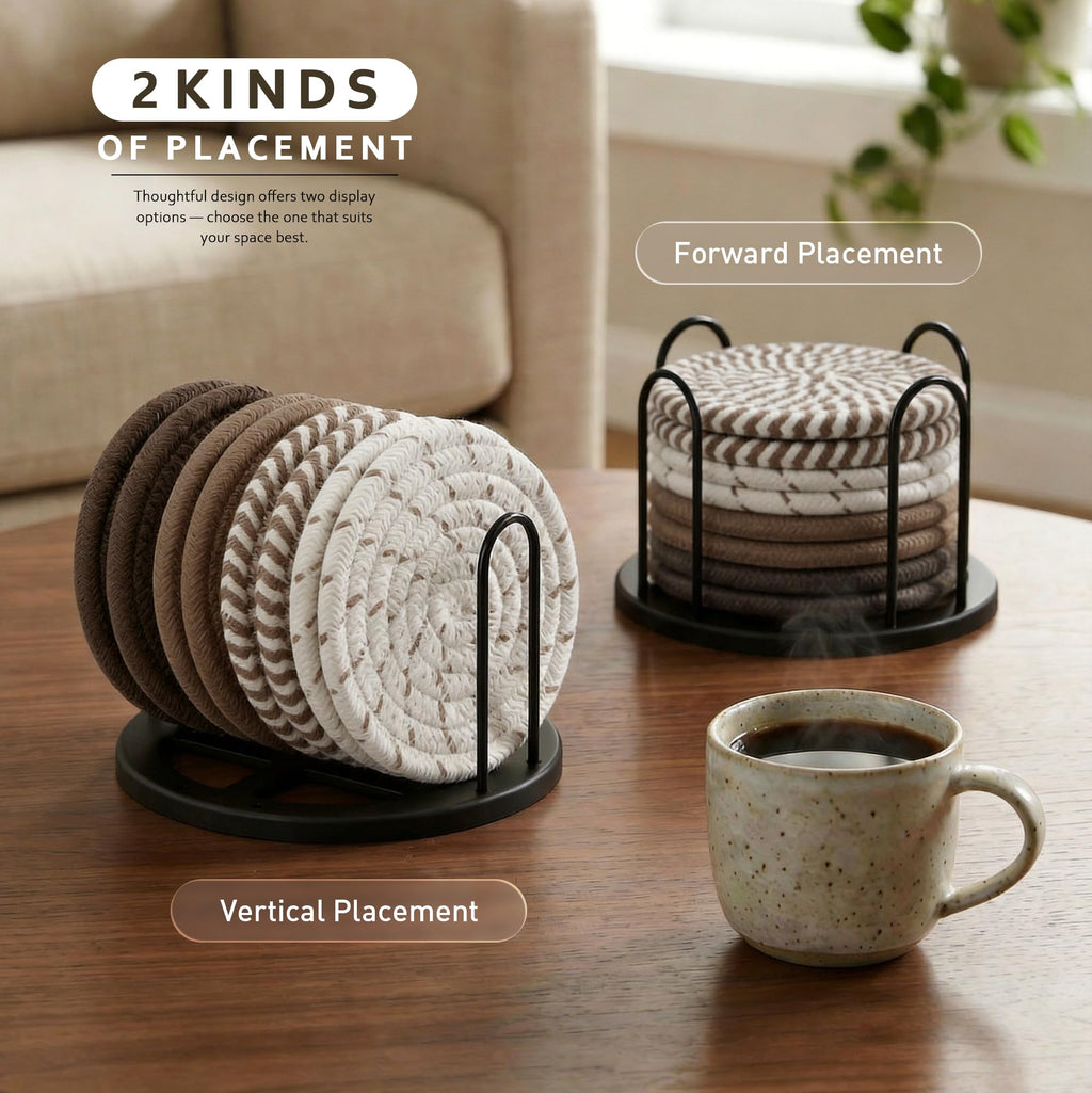 Lazebox Coasters Set of 8 for Drinks, 4 Inch Large Coasters for Coffee Table, Tabletop Protection for Hot & Cold Drinks, Versatile Coasters for Home Decor, Non-Slip & Easy to Clean, Coffee