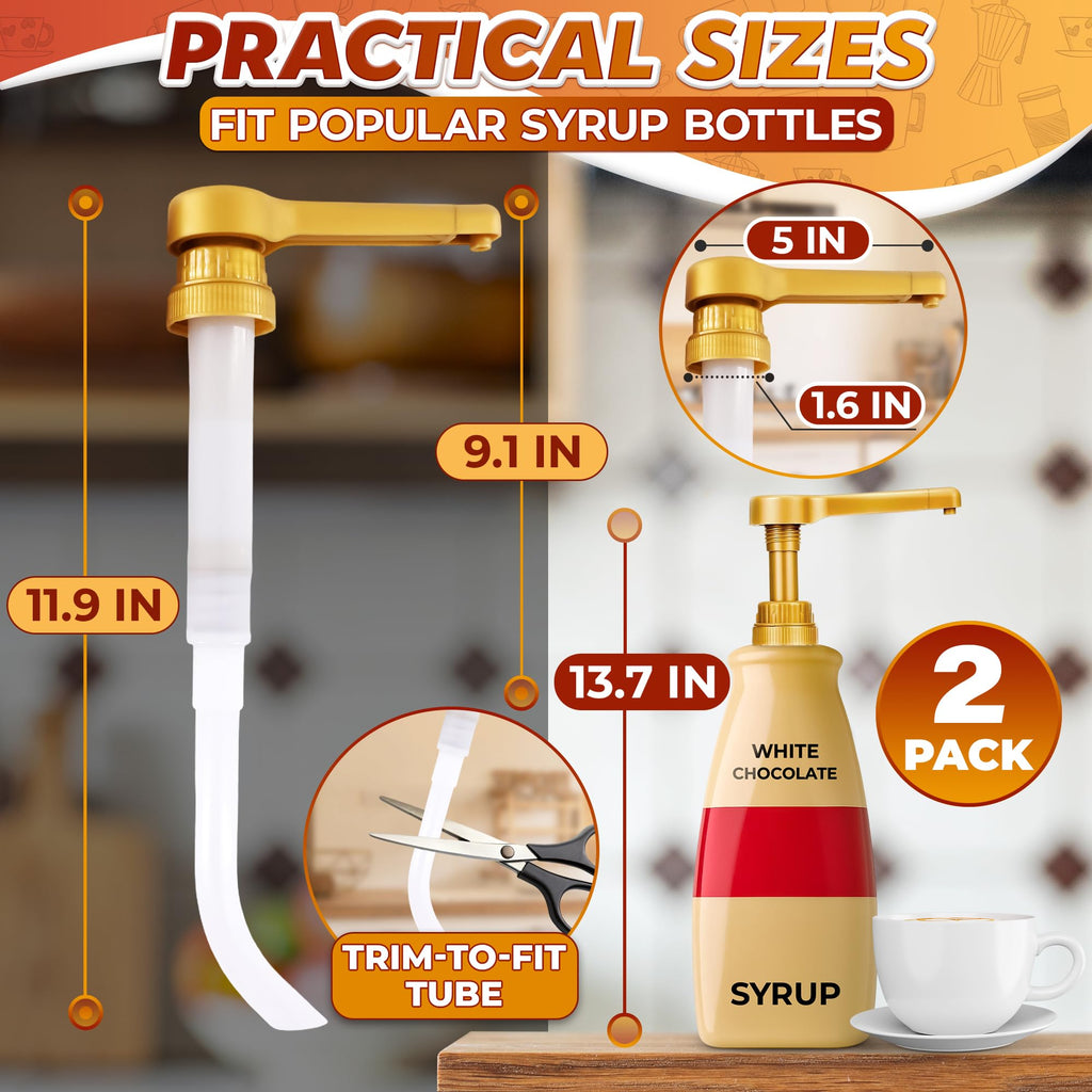 4 Pcs Coffee Syrup Pump Dispenser - Works as Skinny and Torani Syrup Pump - Fits Various 25.4 oz Bottles, Precise Dispensing 0.3oz & Lockable Design, Easy to Use & Clean, Ideal for Liquids
