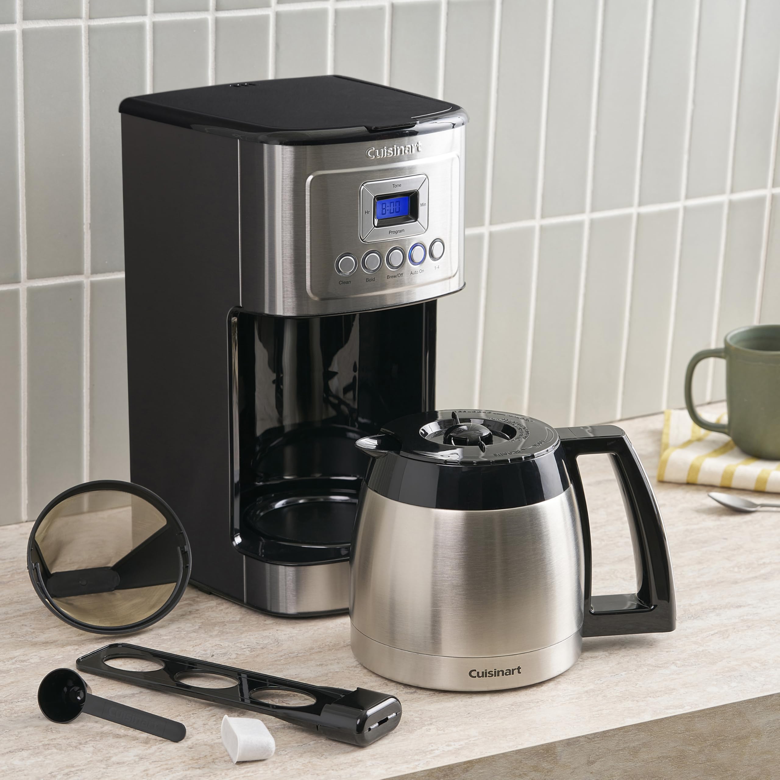 Cuisinart 12-Cup Coffee Maker, Programmable PerfecTemp Thermal Carafe Coffee Machine with 1-4 Cup Setting, Brew Strength Control and Brew Pause, Stainless Steel, DCC-3400NAS, Silver