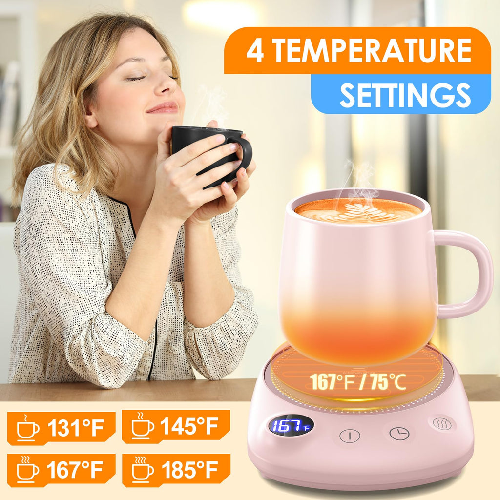 Coffee Mug Warmer - Fastest Heating & Highest Temperature, Coffee Cup Warmer for Desk Auto Shut Off, 4 Temp Settings & 1-12H Timer, Smart Electric Beverage Warmer for Coffee, Tea (Black)