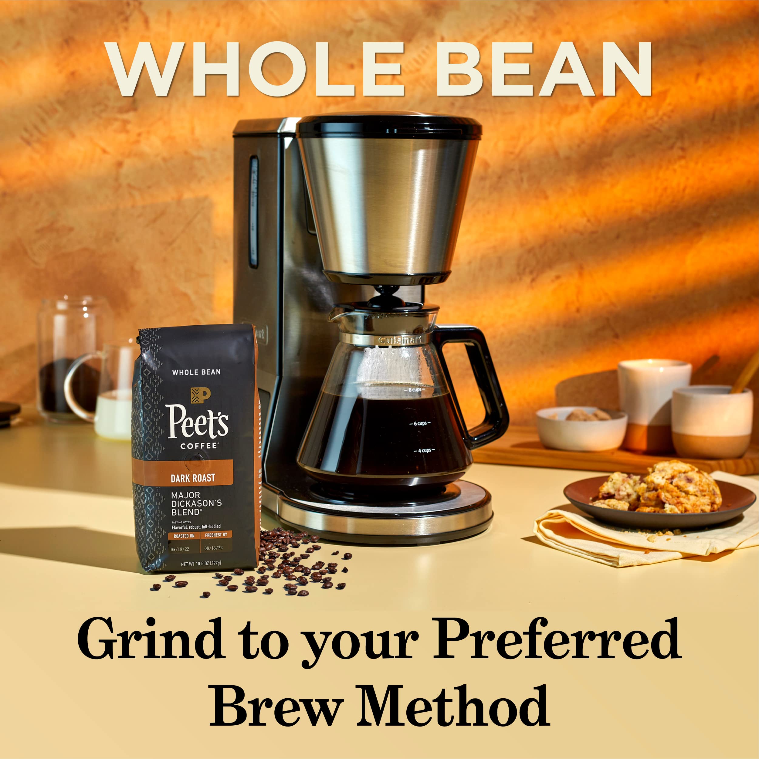 Peet's Coffee, Dark Roast Whole Bean Coffee, 100% Arabica Coffee - Major Dickason's Blend 18 Ounce Bag
