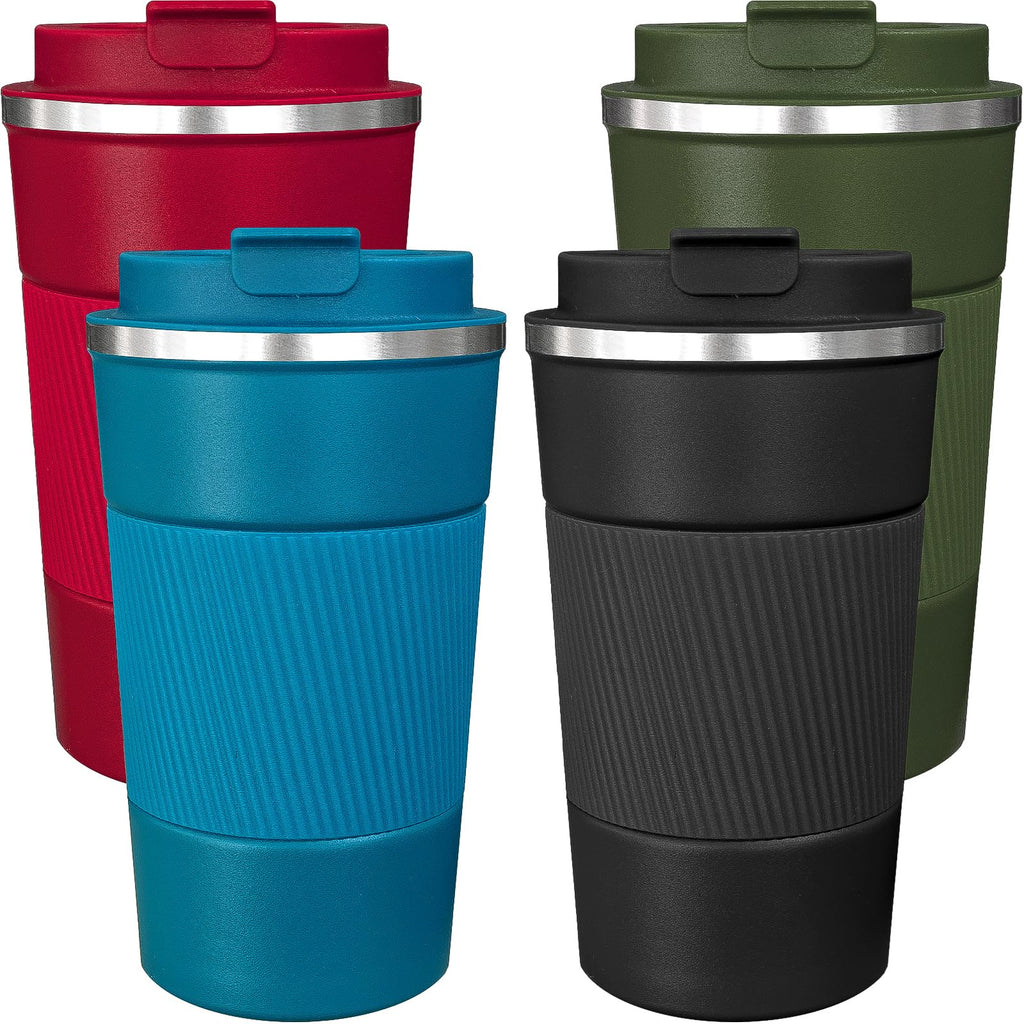 4 Pack Insulated Coffee Mug with Lid 17oz Travel Coffee Tumbler Stainless Steel Reusable Coffee Cups Thermal Coffee Mug for Hot and Iced Cold Drinks, Multicolor