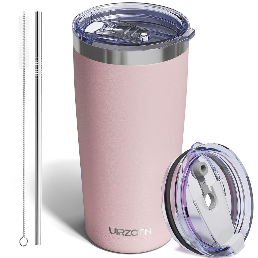 Travel Coffee Tumbler 20oz, Travel Coffee Mug with Dual Lids and Straw, Stainless Steel Double Wall Vacuum Insulated Tumbler for Hot/Iced Drinks (Textured Matte, Navy Blue)