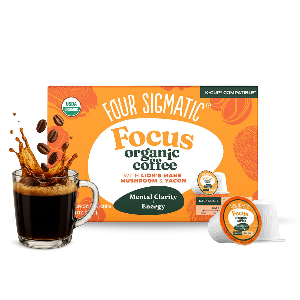 Four Sigmatic Mushroom Coffee K-Cups | Organic Dark Roast Coffee with Lion’s Mane Mushroom Powder & Yacon | Focus & Immune Support | Vegan & Keto | Sustainable Pods | 24 Count