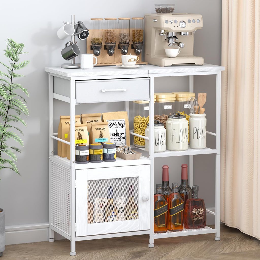 SWTYMIKI Coffee Bar Cabinet for Home - Farmhouse Coffee Stand Station Multi-Purpose Buffet Sideboard Cabinet with Drawers - Kitchen Bar Table for Living Room, Corner, Small Space, Espresso