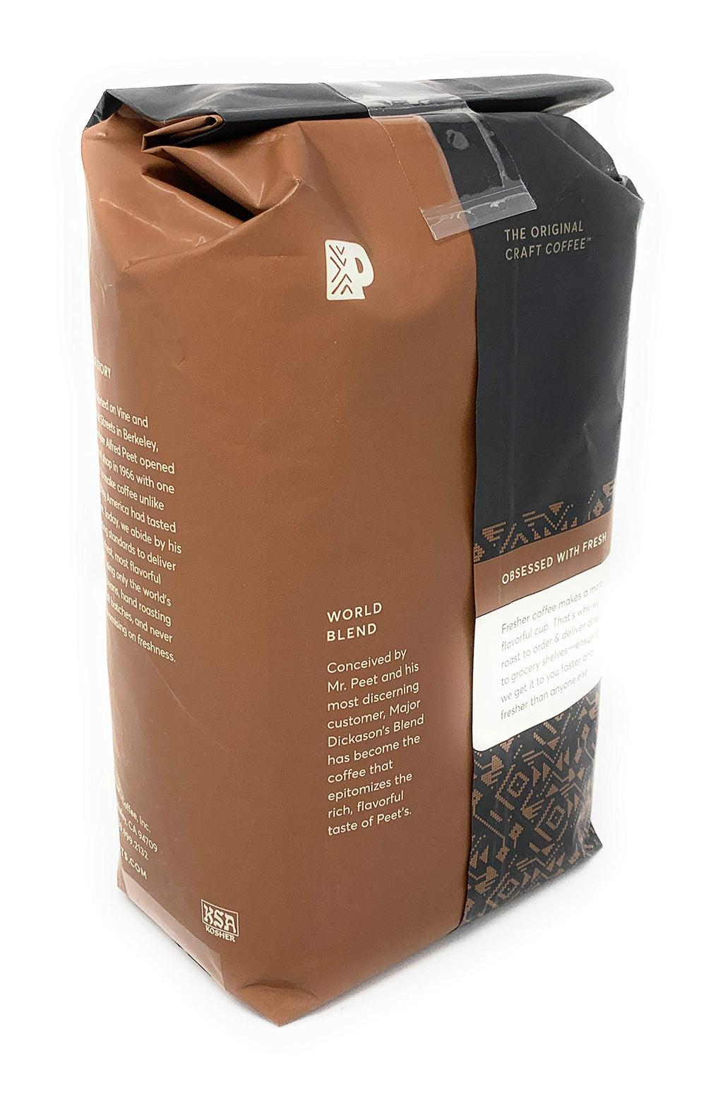 Peet's Coffee, Dark Roast Whole Bean Coffee, 100% Arabica Coffee - Major Dickason's Blend 18 Ounce Bag