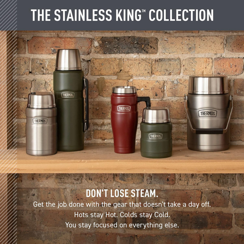 THERMOS Stainless King Vacuum-Insulated Travel Mug with Handle - 16oz, Midnight Blue - Thermos Tumbler for Hot & Cold Drinks - Leak & Sweat-Proof Stainless Steel Coffee Mug with Lid for Commuting