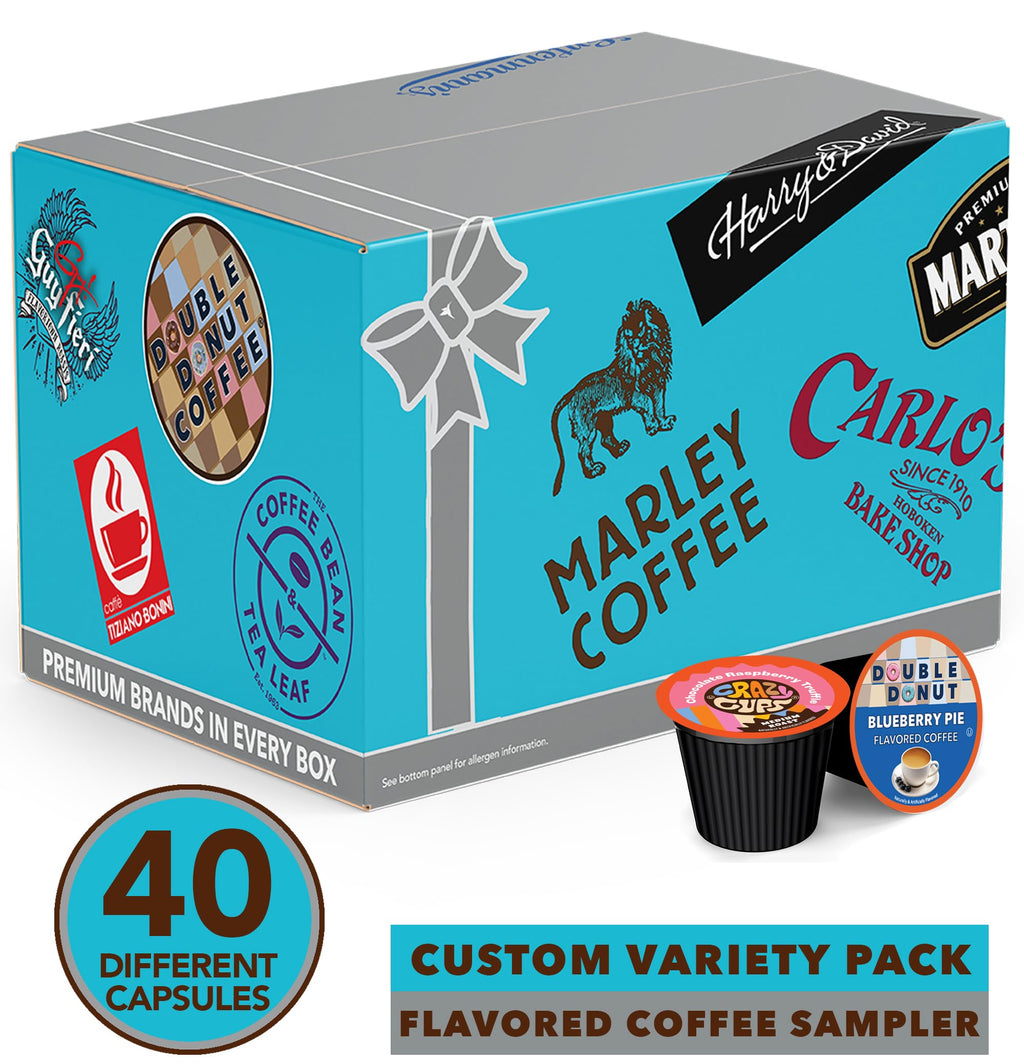 Crazy Cups Flavored Coffee Pods Variety Pack for Keurig K Cups Brewers, Assorted Flavored Coffee Sampler, 40 Count