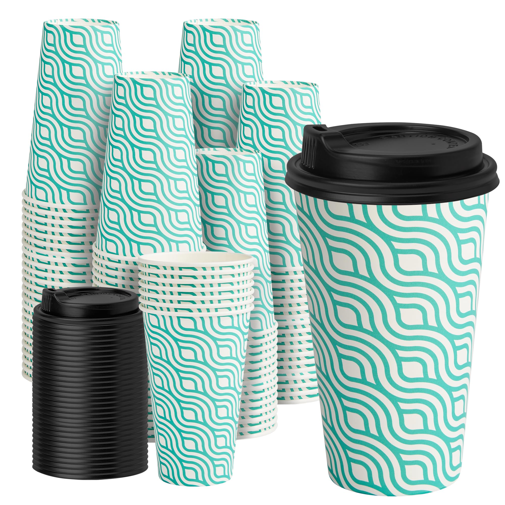 YEEHAW 100 Pack 16 oz Disposable Coffee Cups with Lids, Heat & Leak-proof Paper Cups, to Go Coffee Cups for Hot & Cold Beverage