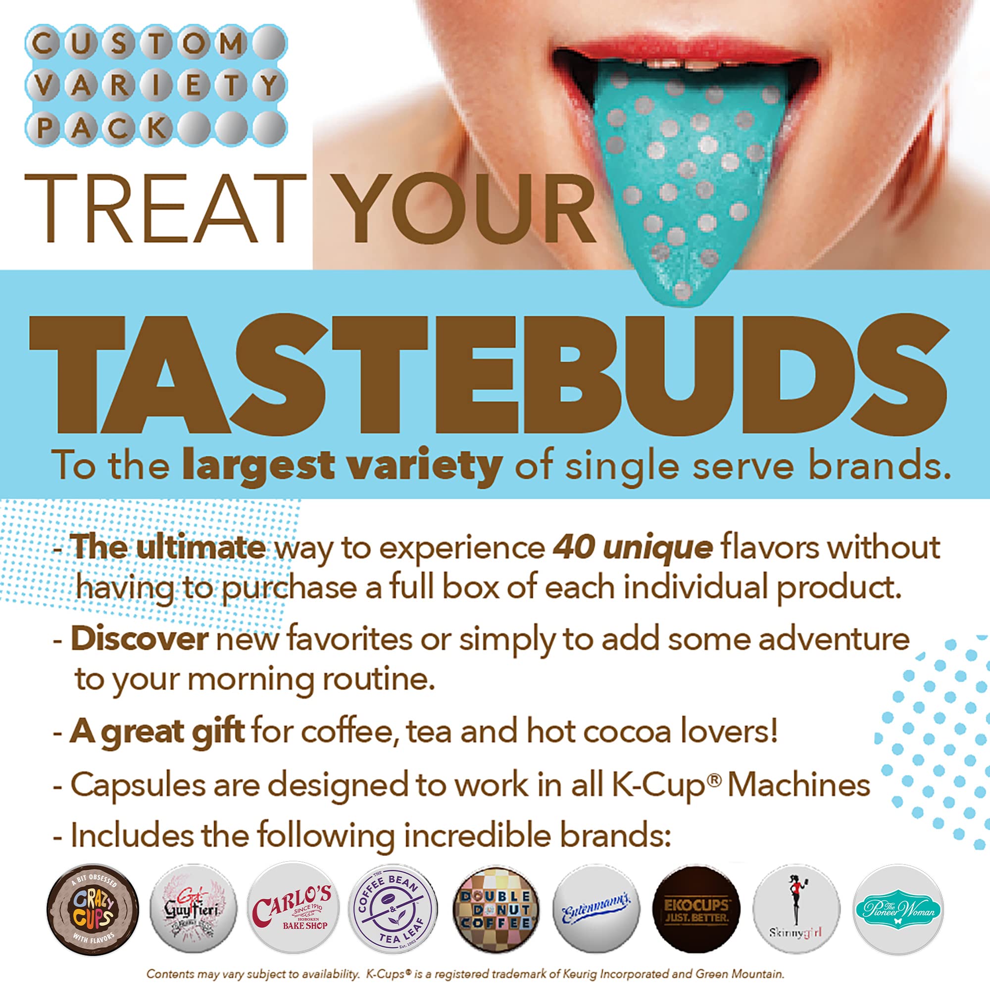 Crazy Cups Flavored Coffee Pods Variety Pack for Keurig K Cups Brewers, Assorted Flavored Coffee Sampler, 40 Count