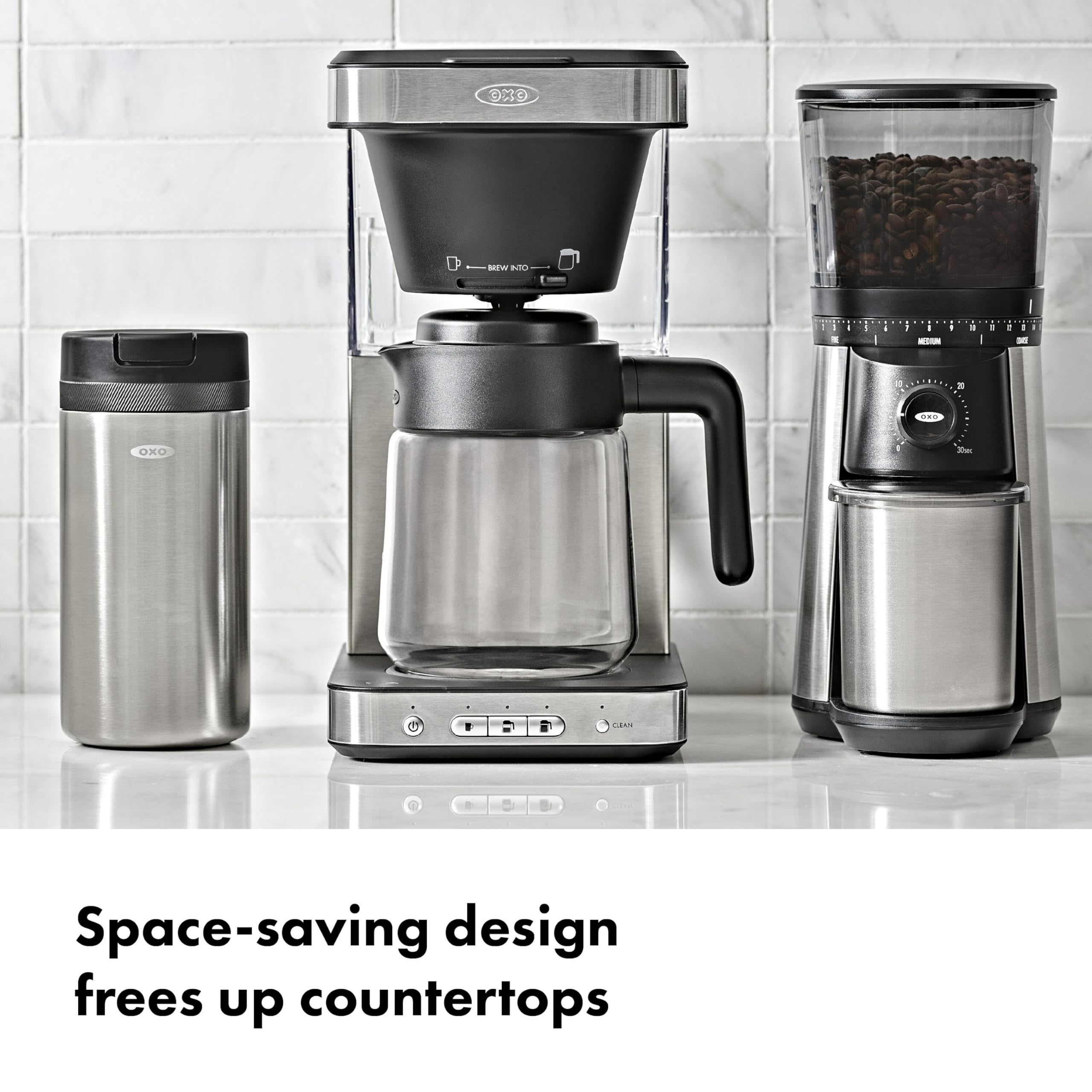 OXO Brew 8-Cup Coffee Maker - Single-Serve & Carafe, Thermal Stainless Steel, SCA Certified