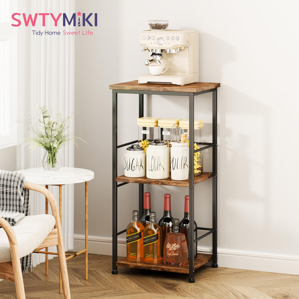 SWTYMIKI Coffee Bar Cabinet for Home - Farmhouse Coffee Stand Station Multi-Purpose Buffet Sideboard Cabinet with Drawers - Kitchen Bar Table for Living Room, Corner, Small Space, Espresso