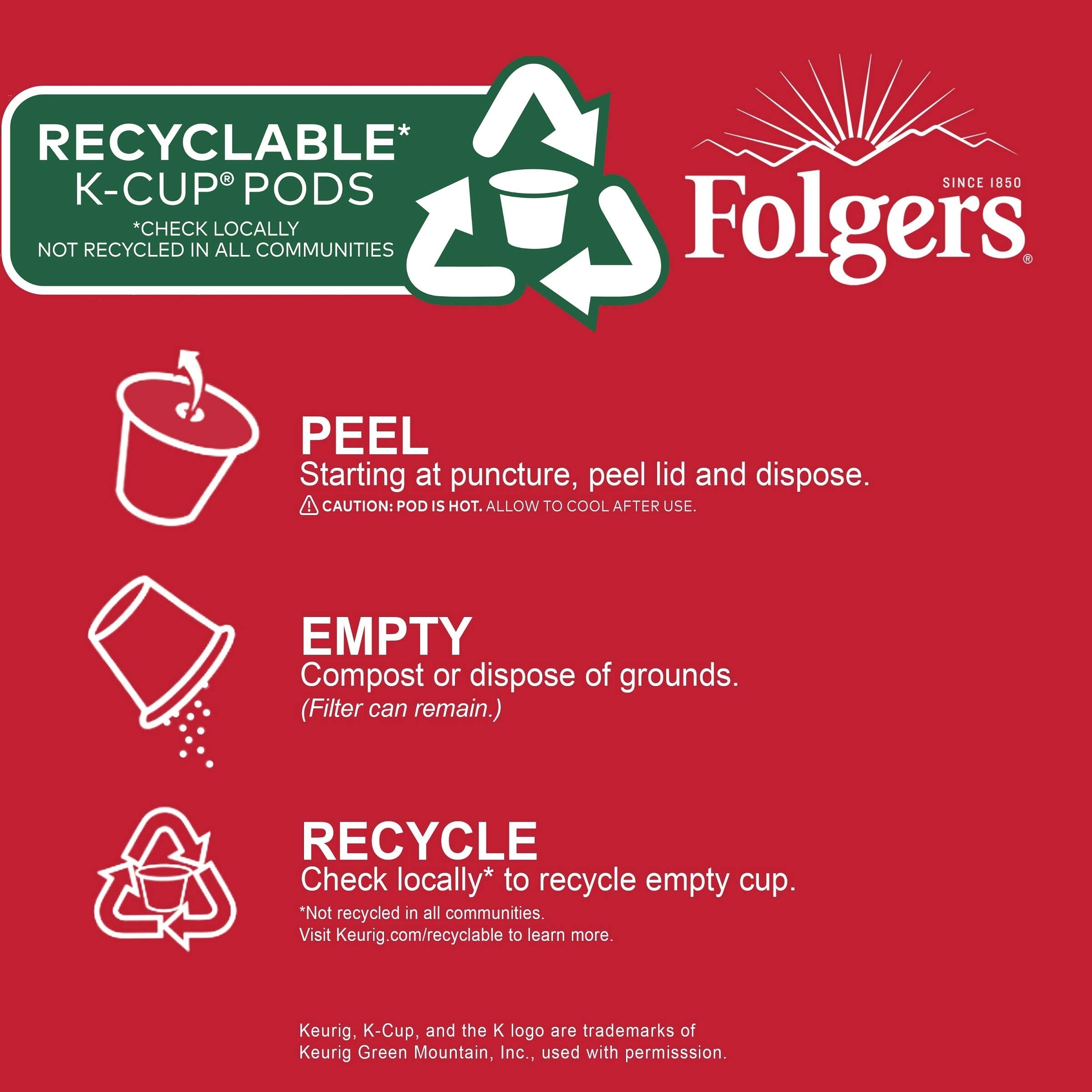 Folgers French Vanilla Artificially Flavored Coffee, Keurig K-Cup pods, 10 Count Box (Pack of 6)