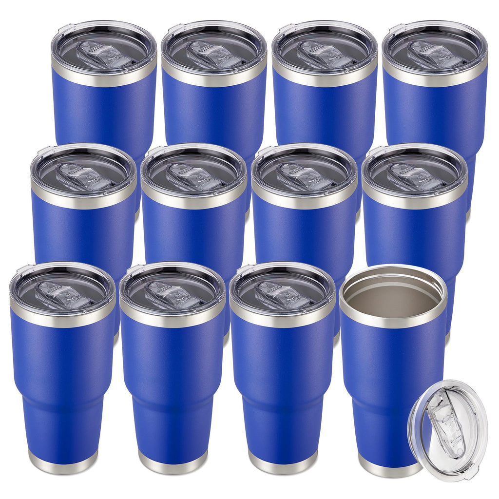 30 oz Tumbler with Lid Stainless Steel Tumblers Bulk Vacuum Insulated Cup Reusable Powder Coated Travel Mug Double Wall Leak Proof Cups Keep Cold Drinks for 12 Hours Black, Set of 8