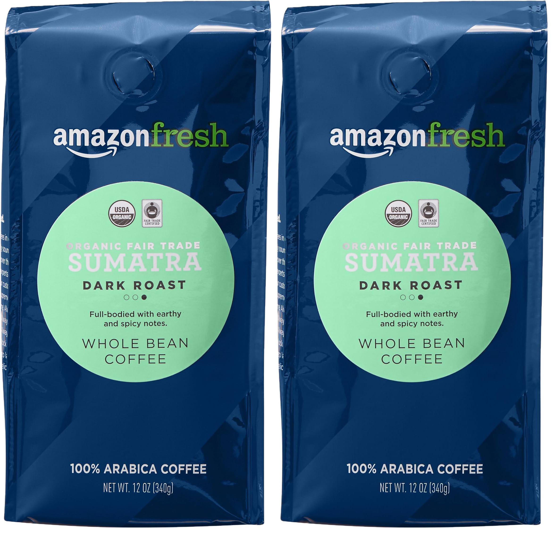 Amazon Fresh, Organic Fair Trade Peru Whole Bean Coffee, Medium Roast, 12 Oz