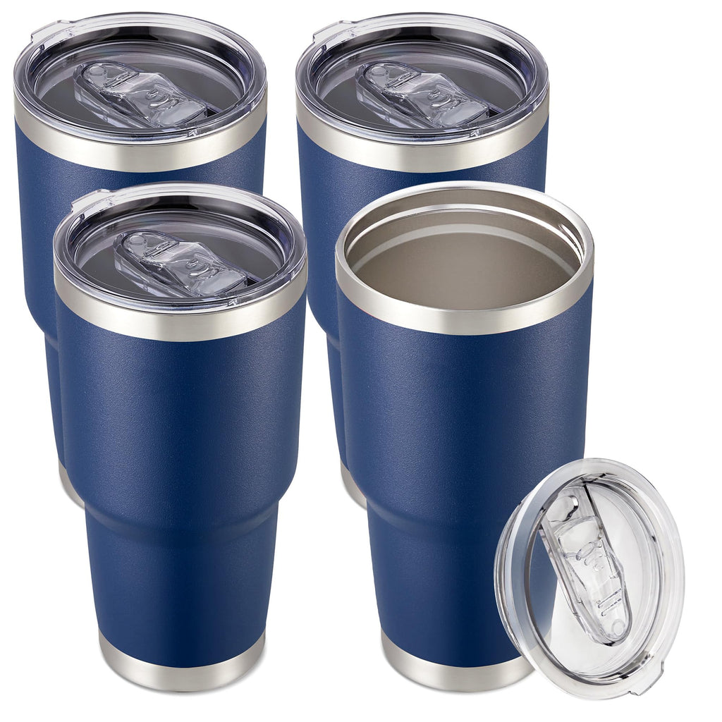 30 oz Tumbler with Lid Stainless Steel Tumblers Bulk Vacuum Insulated Cup Reusable Powder Coated Travel Mug Double Wall Leak Proof Cups Keep Cold Drinks for 12 Hours Black, Set of 8