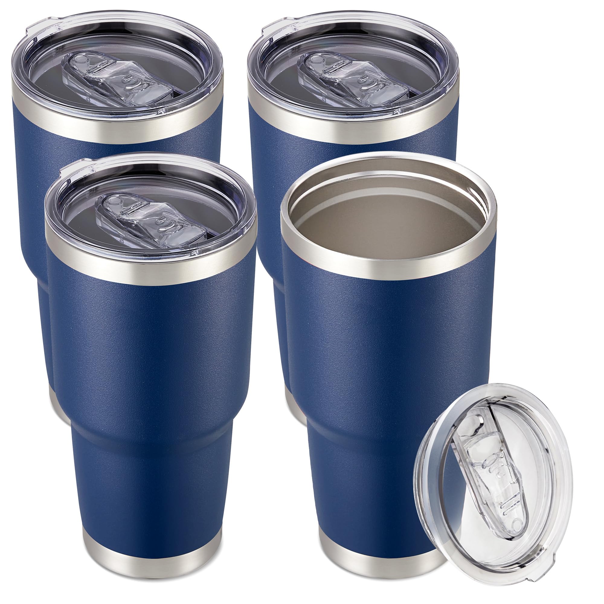 30 oz Tumbler with Lid Stainless Steel Tumblers Bulk Vacuum Insulated Cup Reusable Powder Coated Travel Mug Double Wall Leak Proof Cups Keep Cold Drinks for 12 Hours Black, Set of 8