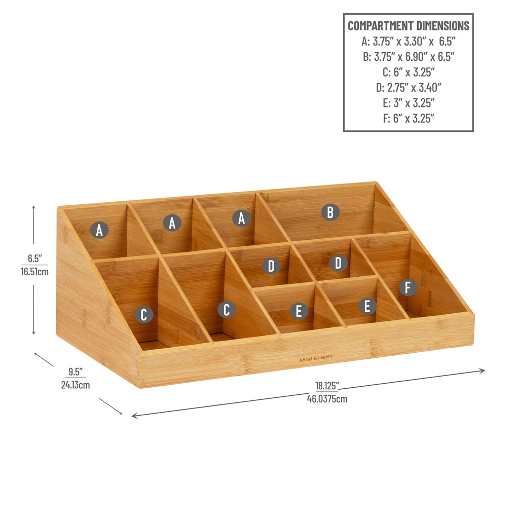 Mind Reader Cup and Condiment Station, Countertop Organizer, Coffee Bar, Kitchen, Stirrers, 17.875"L x 9.5"W x 6.625"H, Black