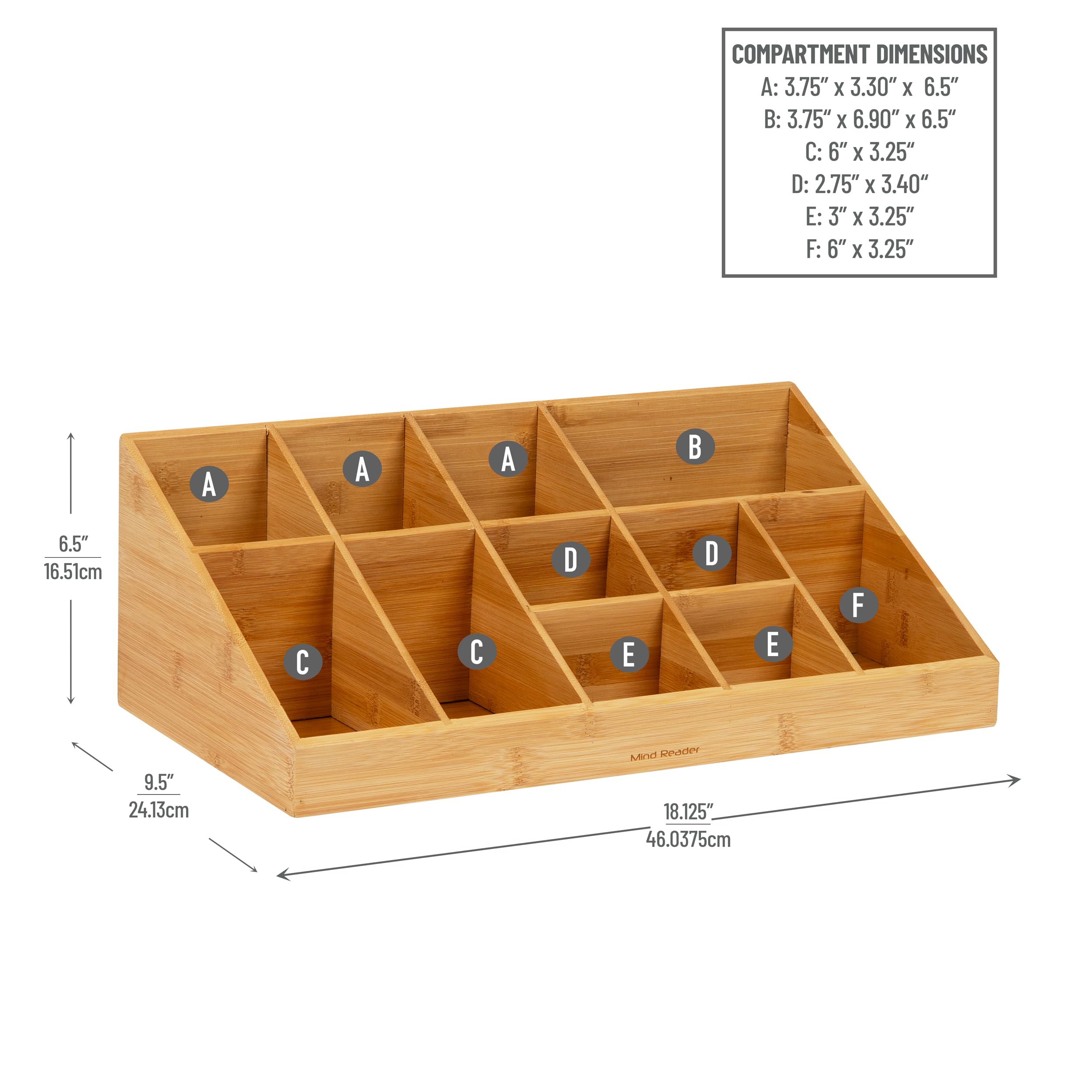 Mind Reader Cup and Condiment Station, Countertop Organizer, Coffee Bar, Kitchen, Stirrers, 17.875"L x 9.5"W x 6.625"H, Black