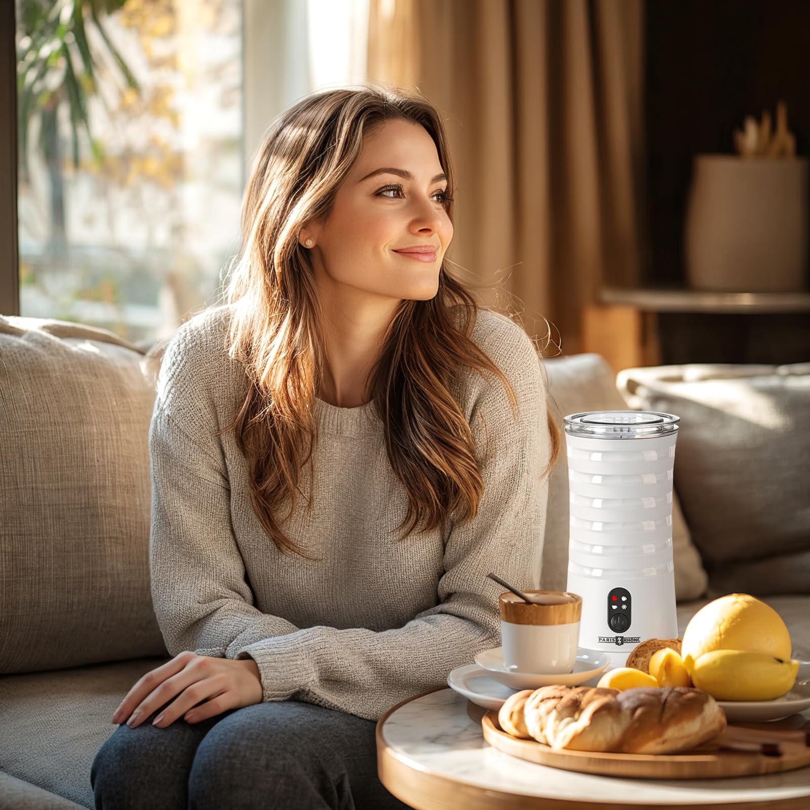 Electric Milk Frother, Paris Rhône 4-in-1 Milk Steamer and Frother, Hot & Cold Foam Milk Warmer with Temperature Control, Auto Shut-Off Frothers for Coffee, Latte,Macchiato, Cappuccino