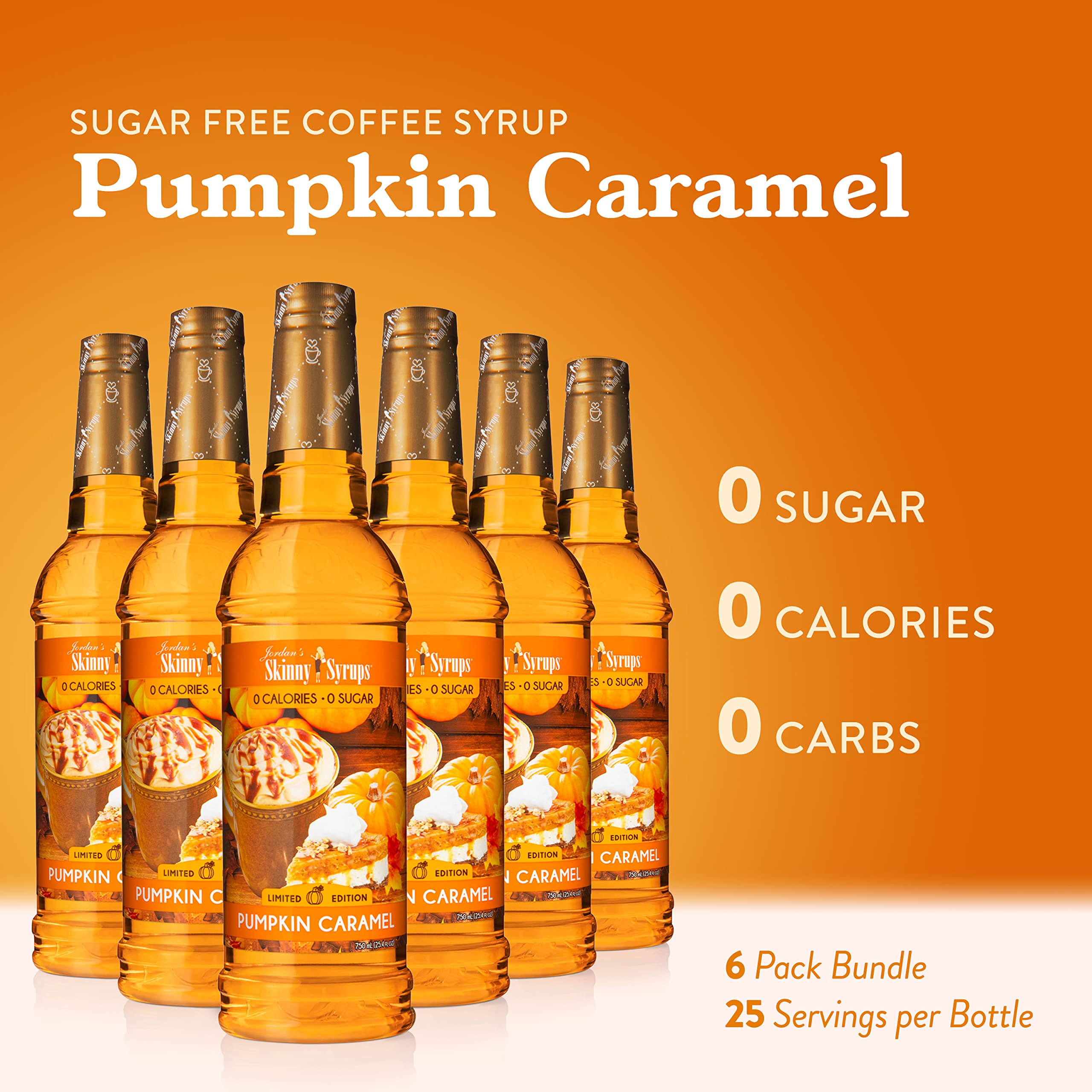 Jordan's Skinny Mixes Sugar Free Coffee Syrup, Holiday Fall Syrup Trio Coffee Flavoring Syrup, Zero Calorie Drink Mix for Lattes, Baking, Protein Shake, Dairy & Gluten Free, Kosher,12.7 Fl Oz, 3 Pack