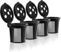 4 Reusable K Cups for Keurig K Supreme, K Supreme Plus, K Slim with Multistream Technology, K-Duo Hot & Iced Single Serve (Gen 2) - 4 Black Refillable Kcups Coffee Filters for Keurig Coffee Makers