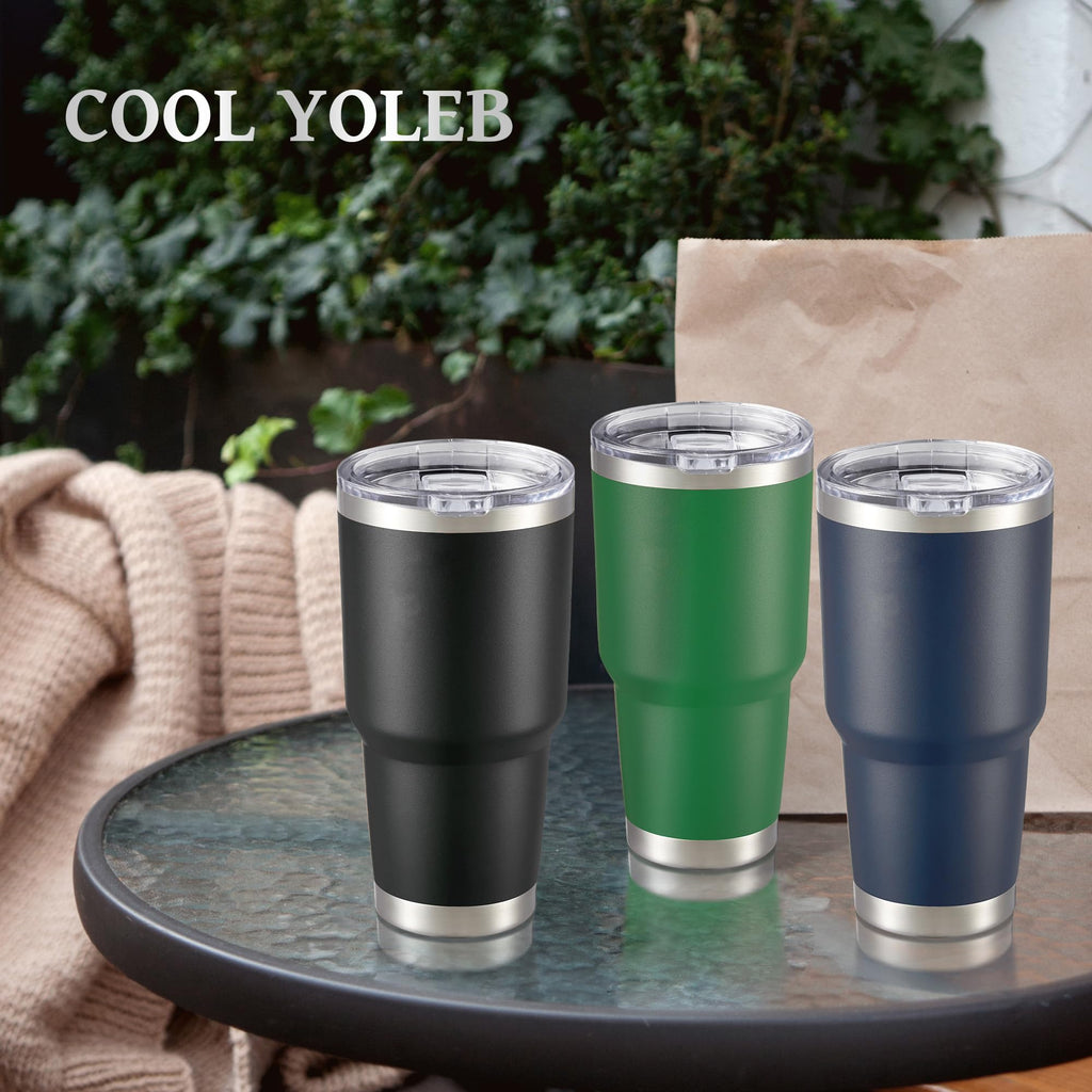 30 oz Tumbler with Lid Stainless Steel Tumblers Bulk Vacuum Insulated Cup Reusable Powder Coated Travel Mug Double Wall Leak Proof Cups Keep Cold Drinks for 12 Hours Black, Set of 8