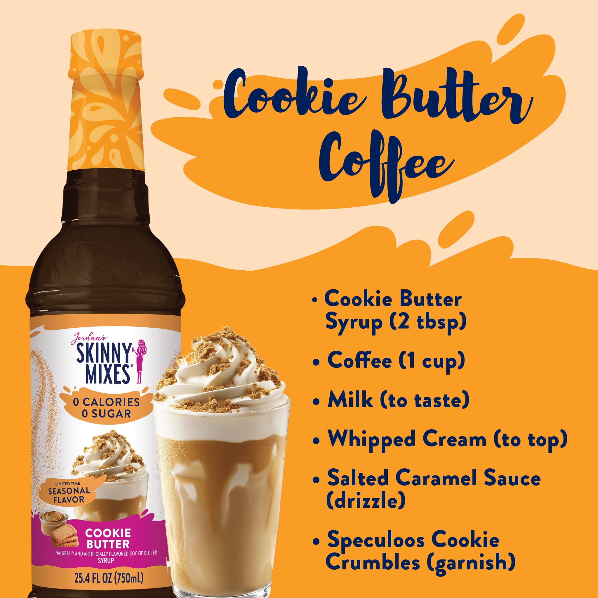 Jordan's Skinny Mixes Sugar Free Coffee Syrup, Holiday Fall Syrup Trio Coffee Flavoring Syrup, Zero Calorie Drink Mix for Lattes, Baking, Protein Shake, Dairy & Gluten Free, Kosher,12.7 Fl Oz, 3 Pack