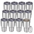 30 oz Tumbler with Lid Stainless Steel Tumblers Bulk Vacuum Insulated Cup Reusable Powder Coated Travel Mug Double Wall Leak Proof Cups Keep Cold Drinks for 12 Hours Black, Set of 8