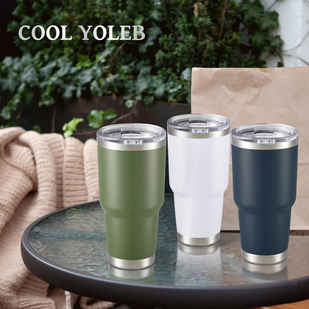 30 oz Tumbler with Lid Stainless Steel Tumblers Bulk Vacuum Insulated Cup Reusable Powder Coated Travel Mug Double Wall Leak Proof Cups Keep Cold Drinks for 12 Hours Black, Set of 8