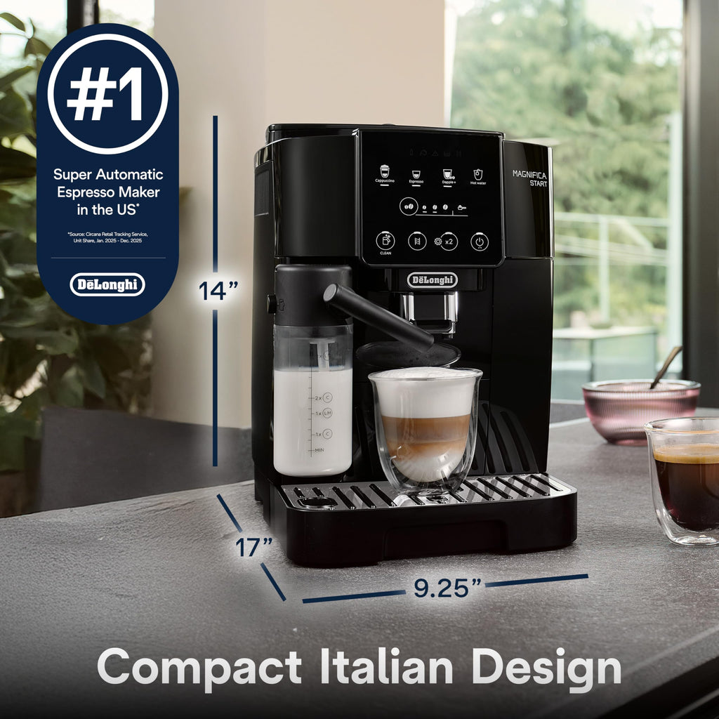 De'Longhi Magnifica Evo Automatic Espresso & Coffee Machine with Auto Milk Frother, Built-in Grinder & Auto-Clean Function - For Latte, Cappuccino, Americano, Iced Coffee, ECAM29084SB , Silver