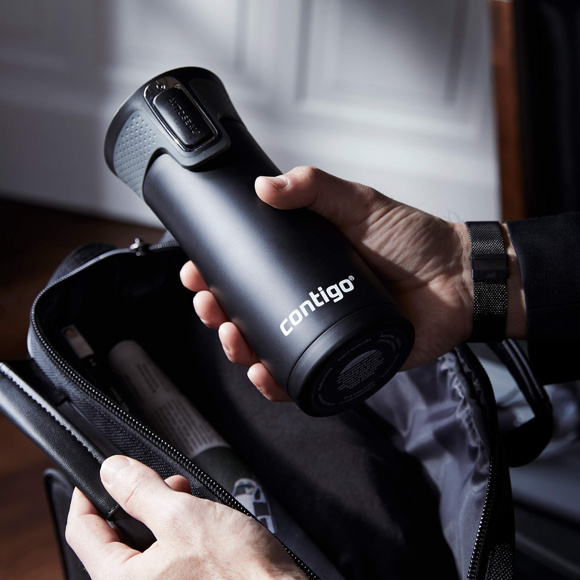 Contigo West Loop 2.0 Leak-Proof Spill-Proof Insulated Stainless Steel Travel Mug, 16oz., 2 Pack, Agave Metallic & Sake Metallic