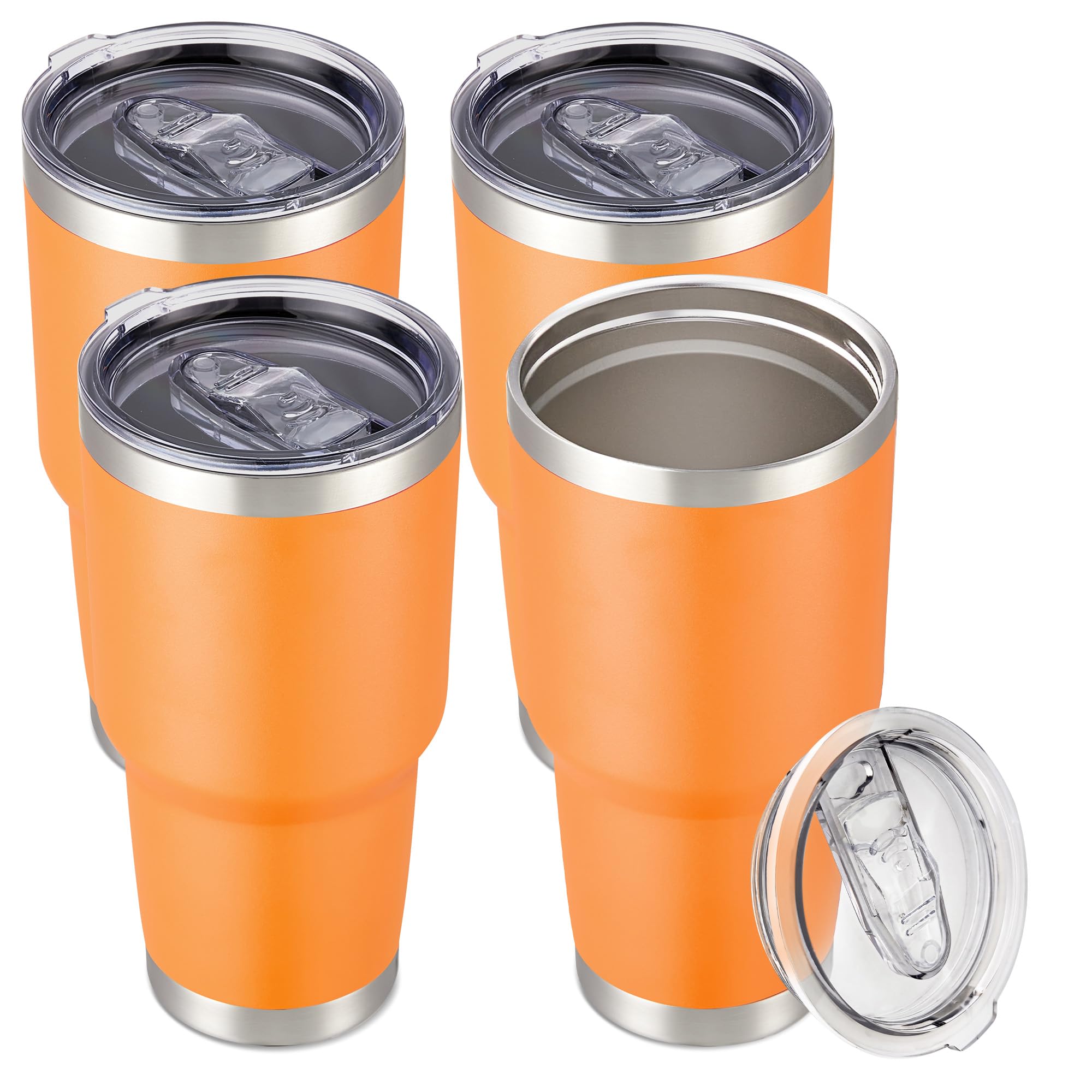 30 oz Tumbler with Lid Stainless Steel Tumblers Bulk Vacuum Insulated Cup Reusable Powder Coated Travel Mug Double Wall Leak Proof Cups Keep Cold Drinks for 12 Hours Black, Set of 8