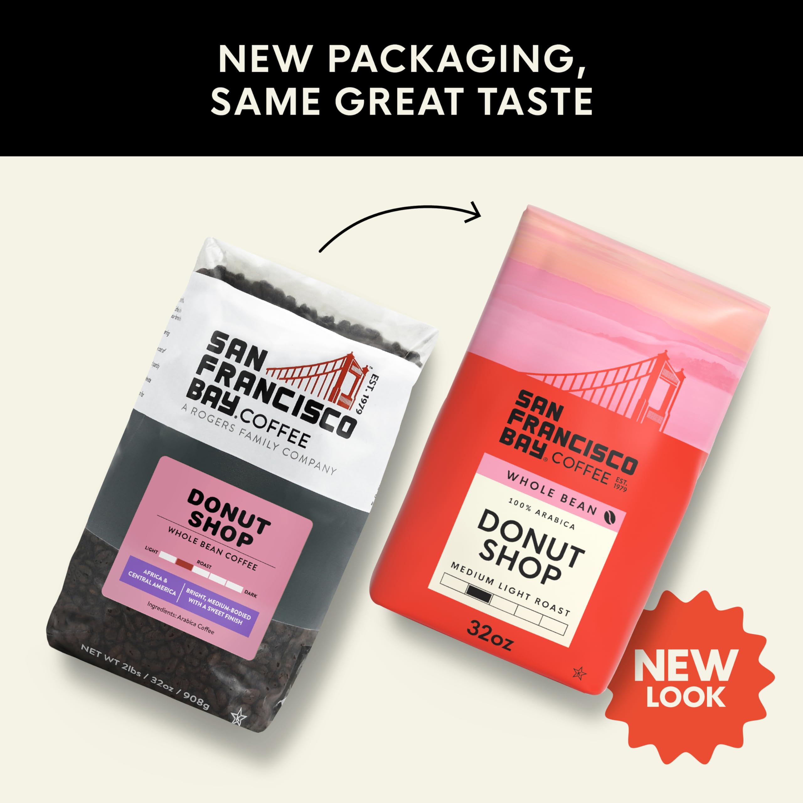 San Francisco Bay Coffee - Medium-Dark Roast Whole Bean Coffee - Fog Chaser (2 lb bag)