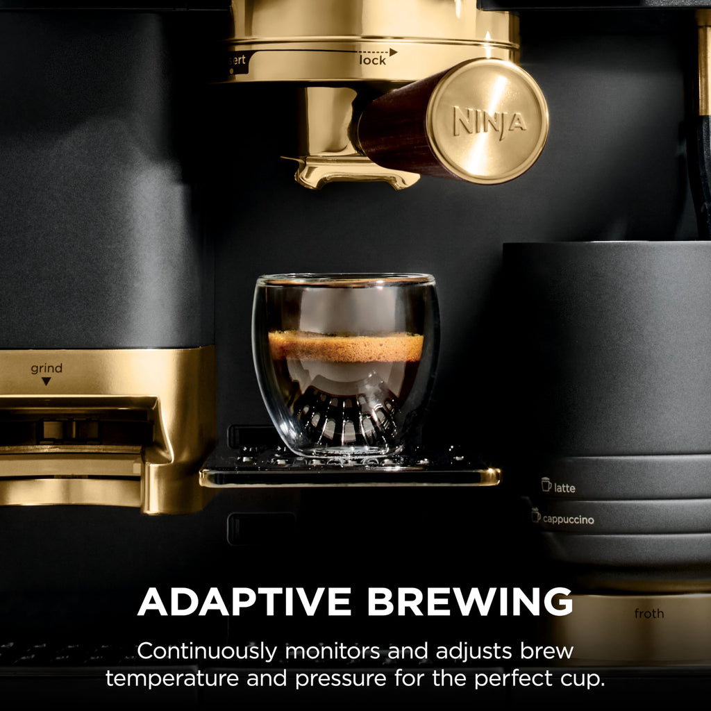 Ninja Luxe Café Pro Series, Espresso Machine, Drip Coffee, Cold Brew, Hot Water, Integrated Tamper, Built-in Grinder, Hands-Free Frother for Cappuccinos, Lattes, Americanos, Dairy or Non-Dairy, ES701